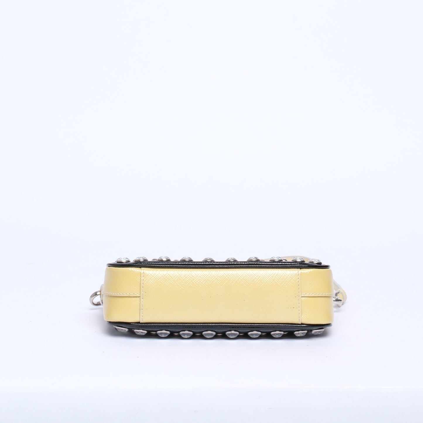 Prada Black & Yellow Saffiano Leather Jeweled Mini Shoulder Bag