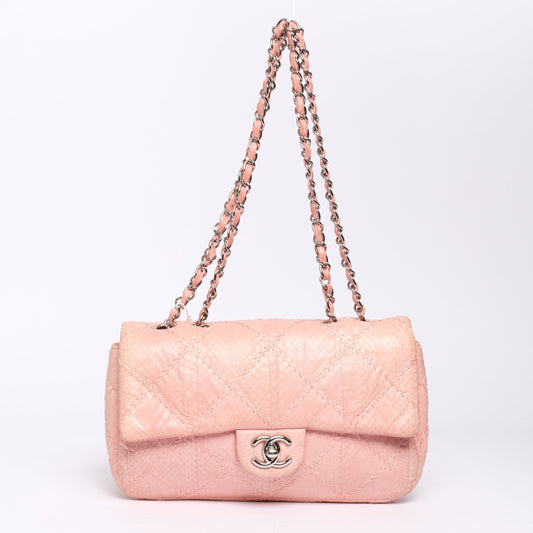 Chanel Pink Python Shoulder Flap Bag
