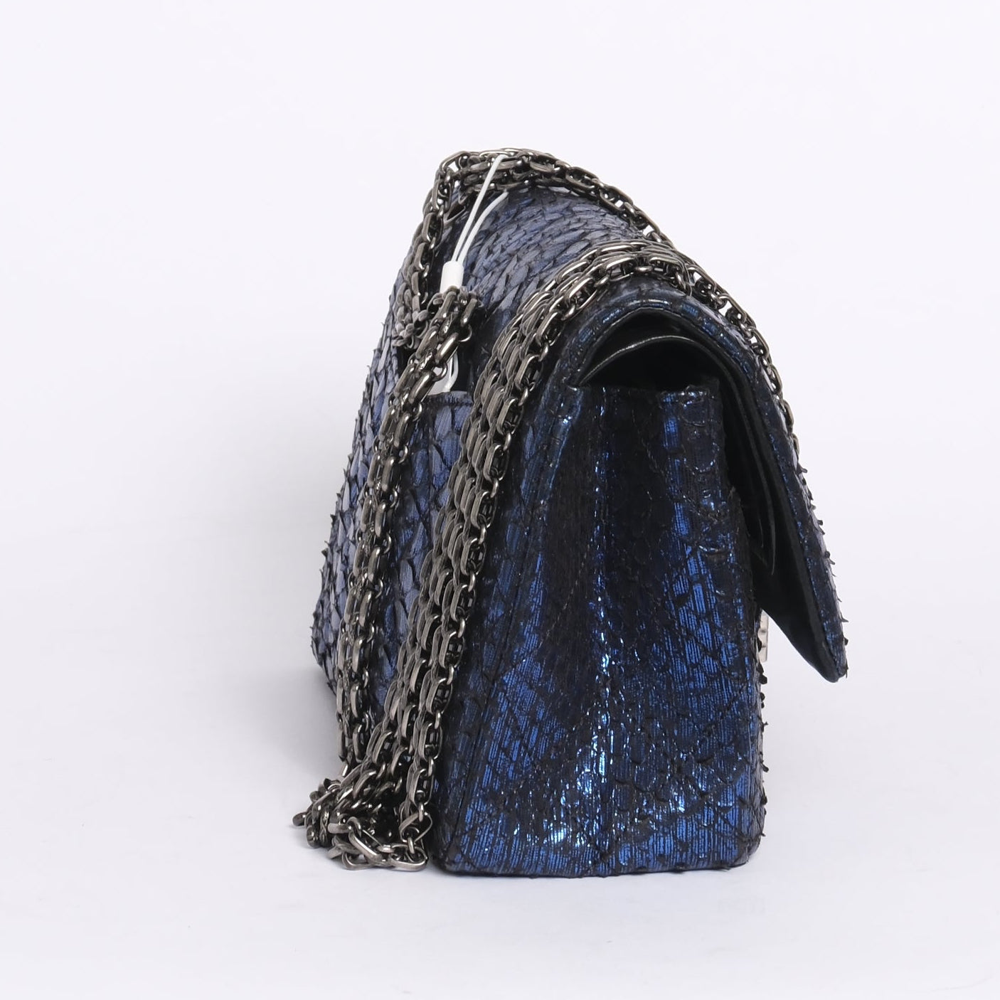 RARE Chanel Metallic Blue Python 2.55 Chain Shoulder Flap