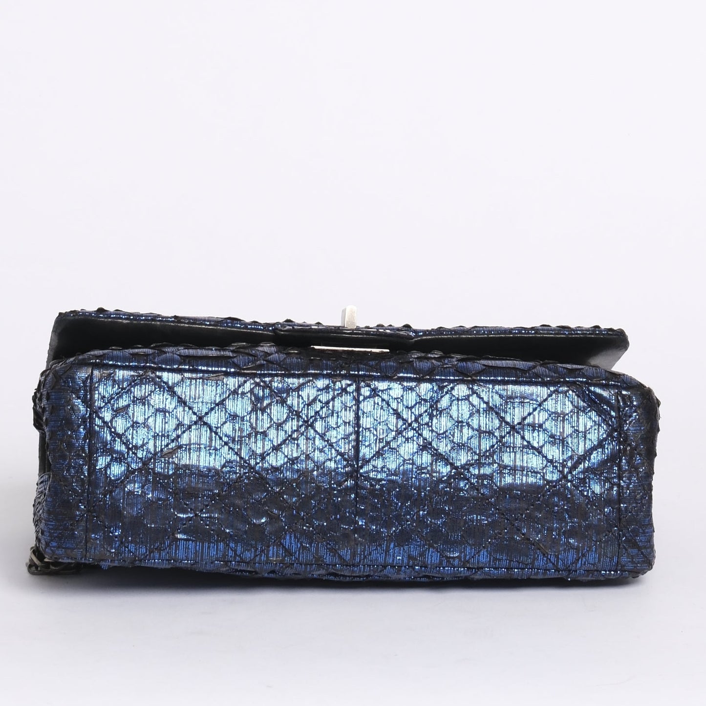 RARE Chanel Metallic Blue Python 2.55 Chain Shoulder Flap