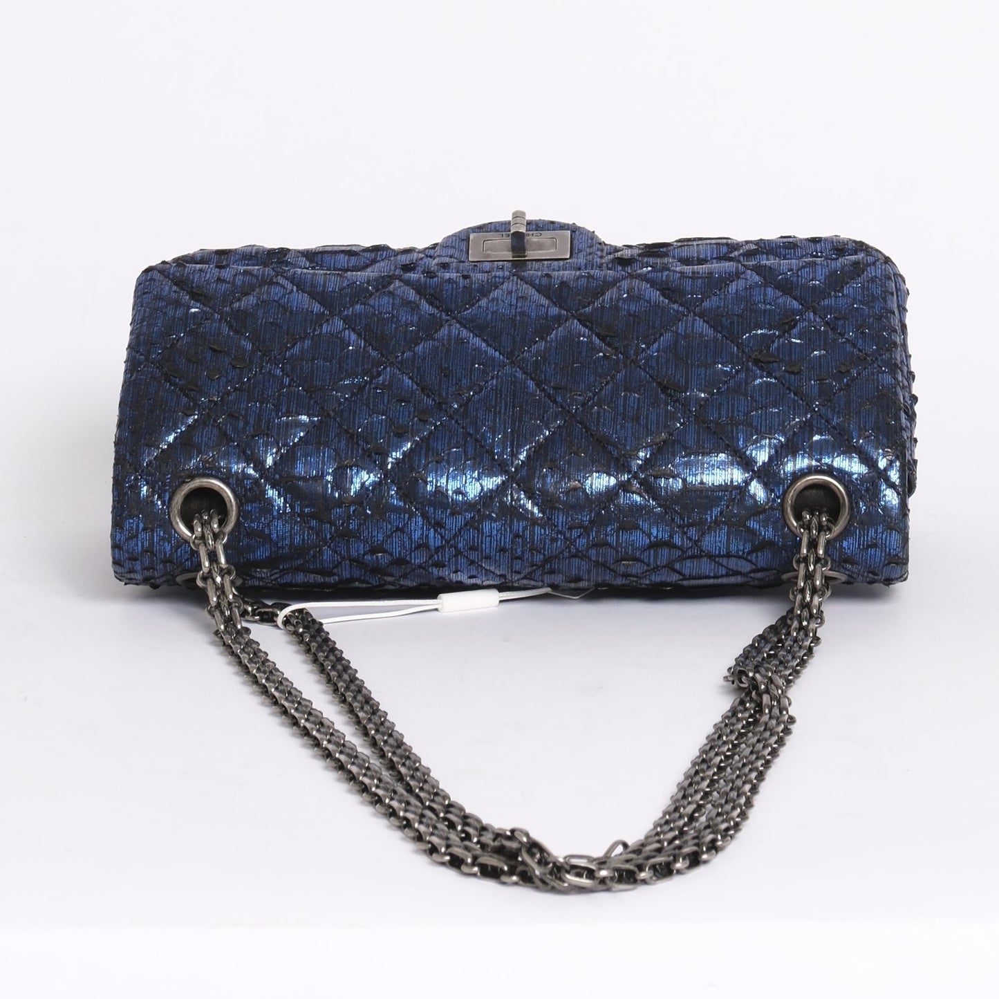 RARE Chanel Metallic Blue Python 2.55 Chain Shoulder Flap