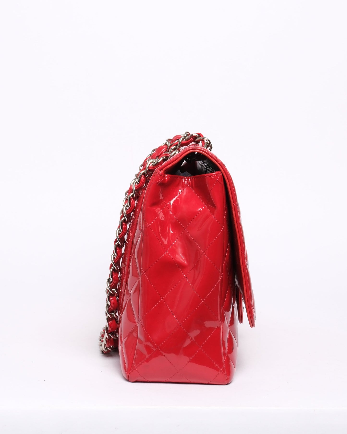 Chanel Red Patent Leather Maxi Flap Bag