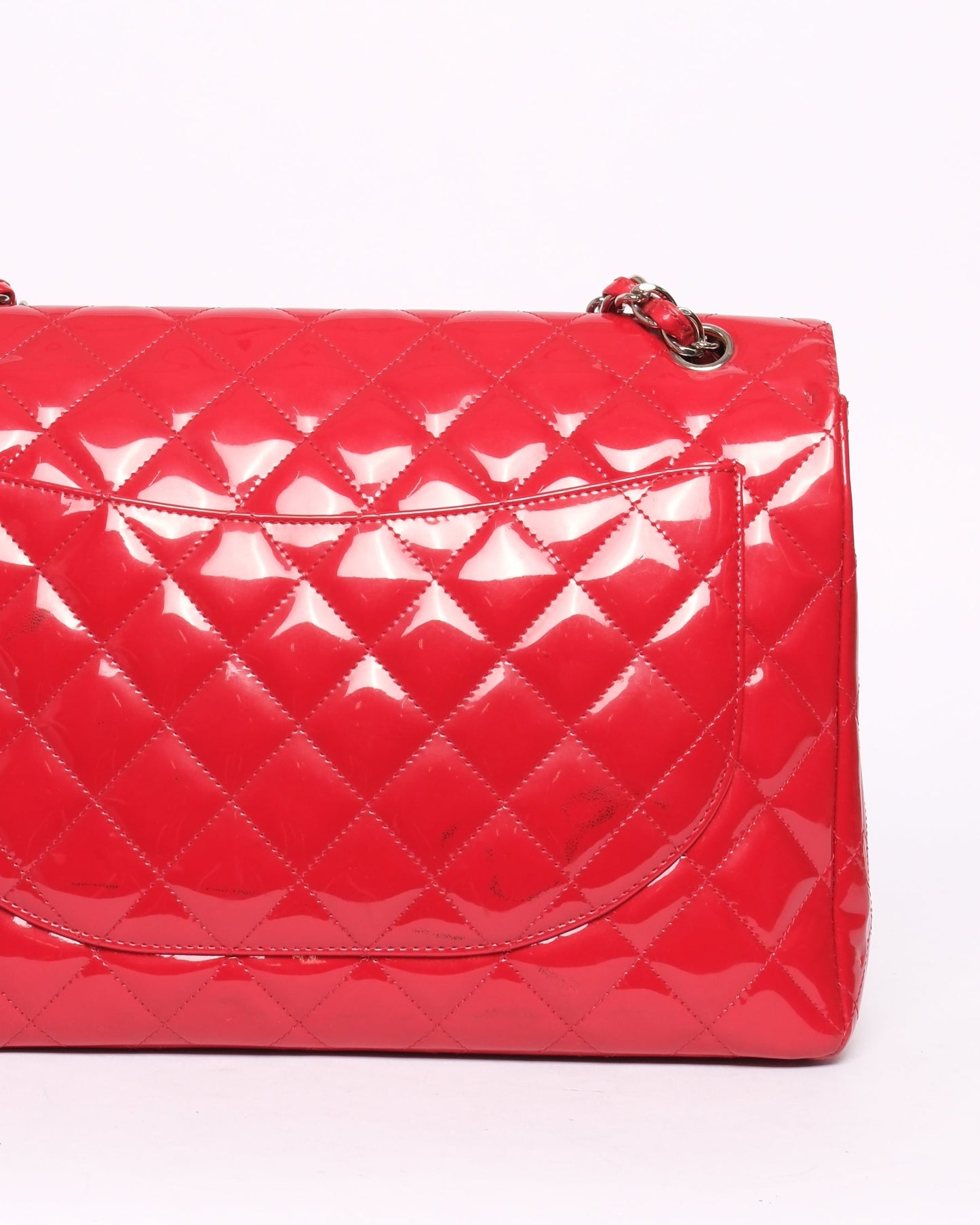 Chanel Red Patent Leather Maxi Flap Bag