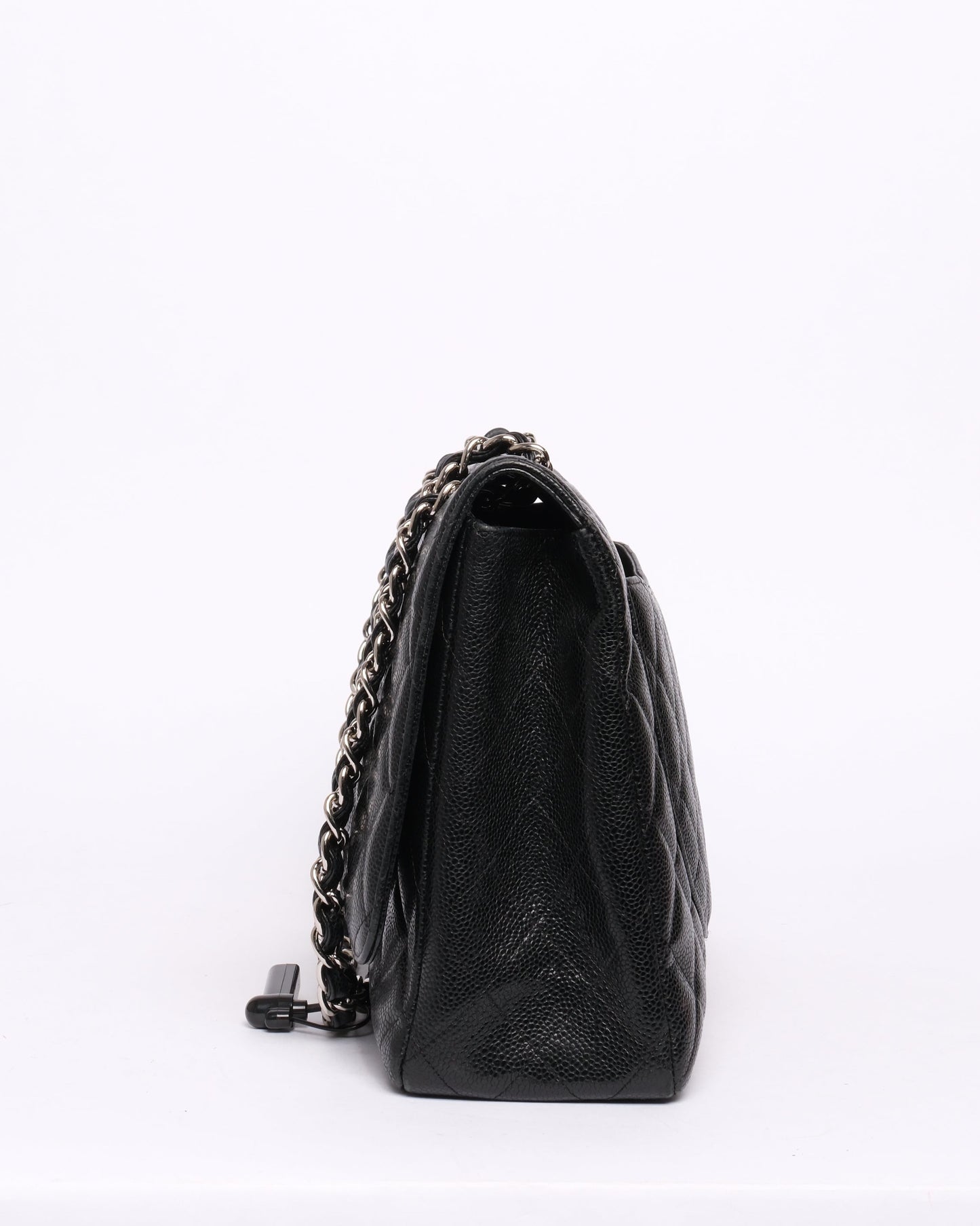 Chanel Black Caviar Leather Quilted Maxi Flap SHW