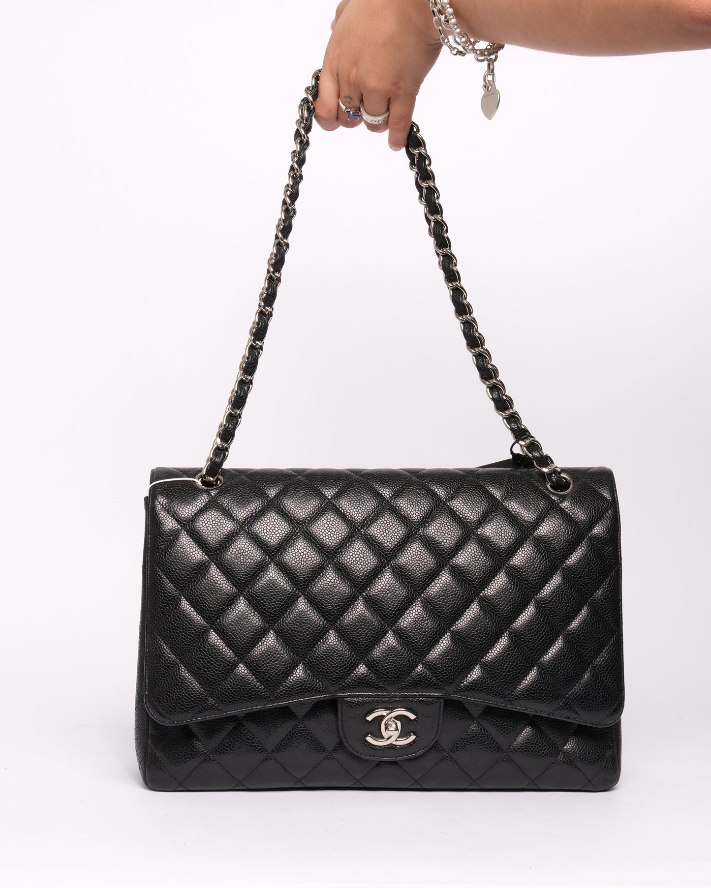 Chanel Black Caviar Leather Quilted Maxi Flap SHW