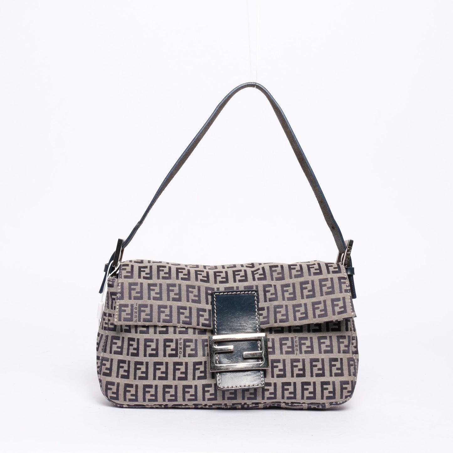 Fendi Navy Canvas Zucchino Monogram Baguette Shoulder Bag