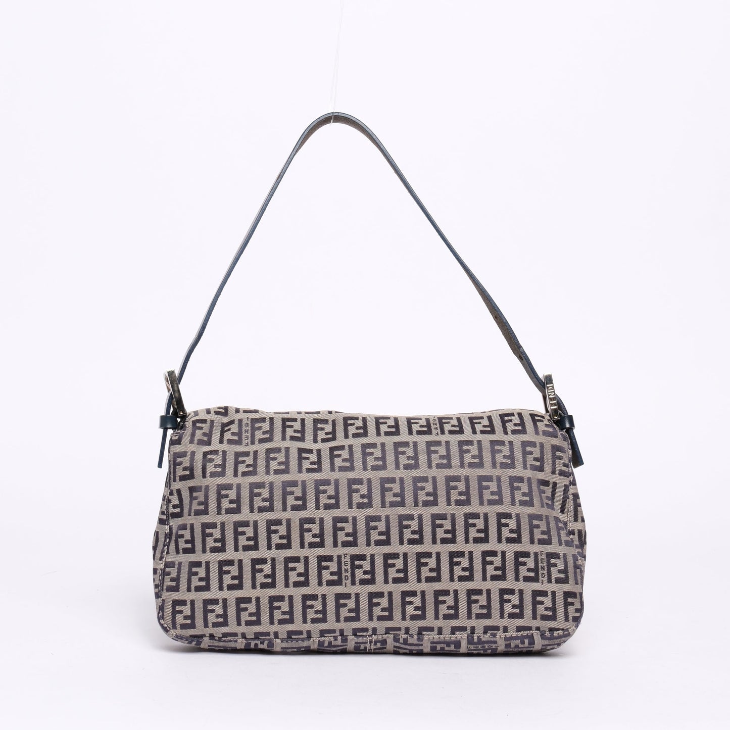 Fendi Navy Canvas Zucchino Monogram Baguette Shoulder Bag
