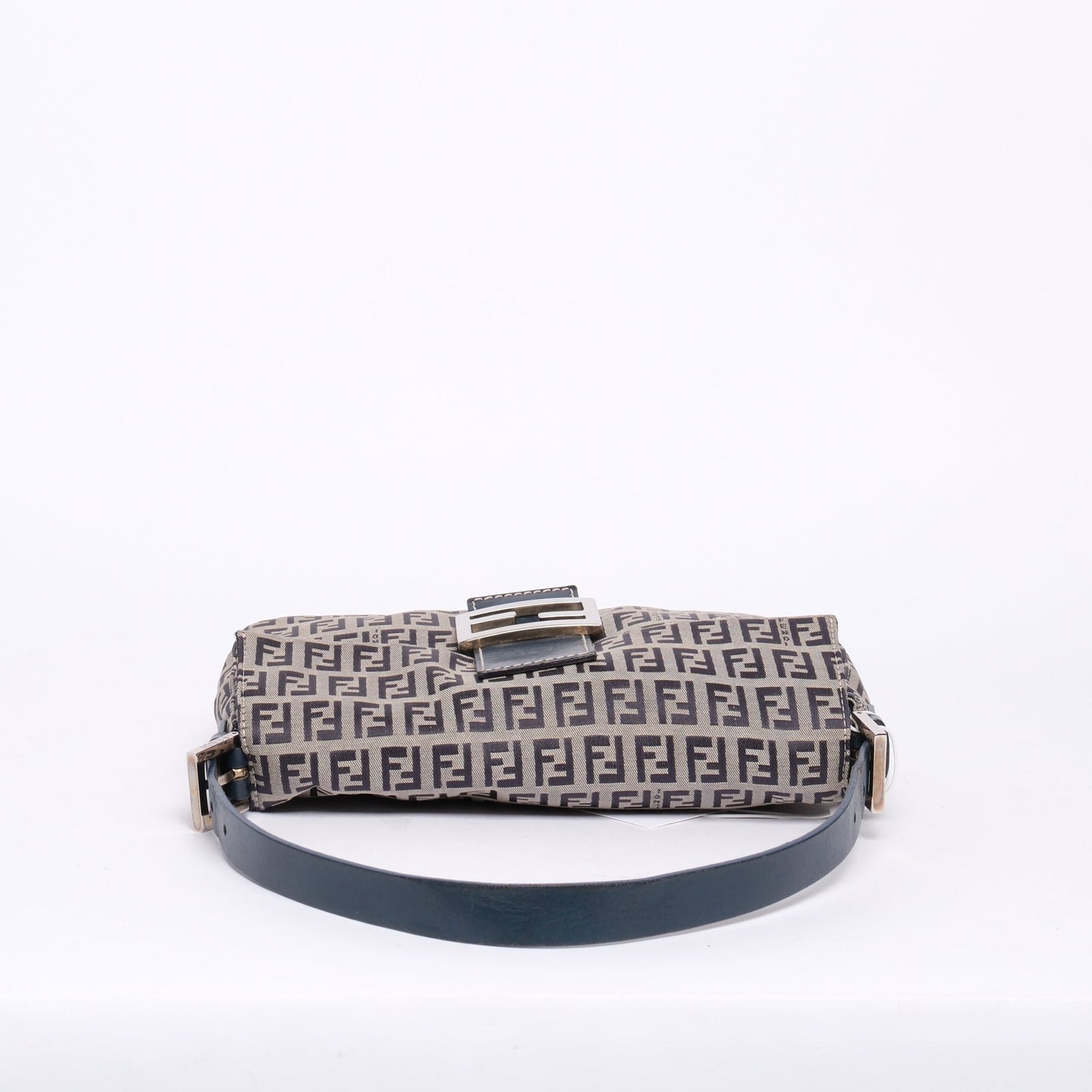 Fendi Navy Canvas Zucchino Monogram Baguette Shoulder Bag