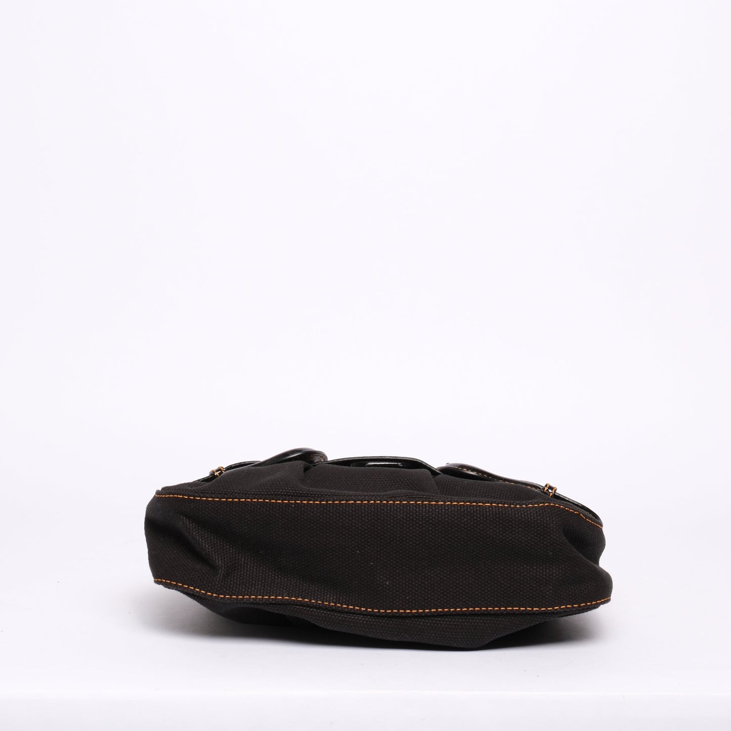 Fendi Black Canvas & Patent Leather Buckle Flap