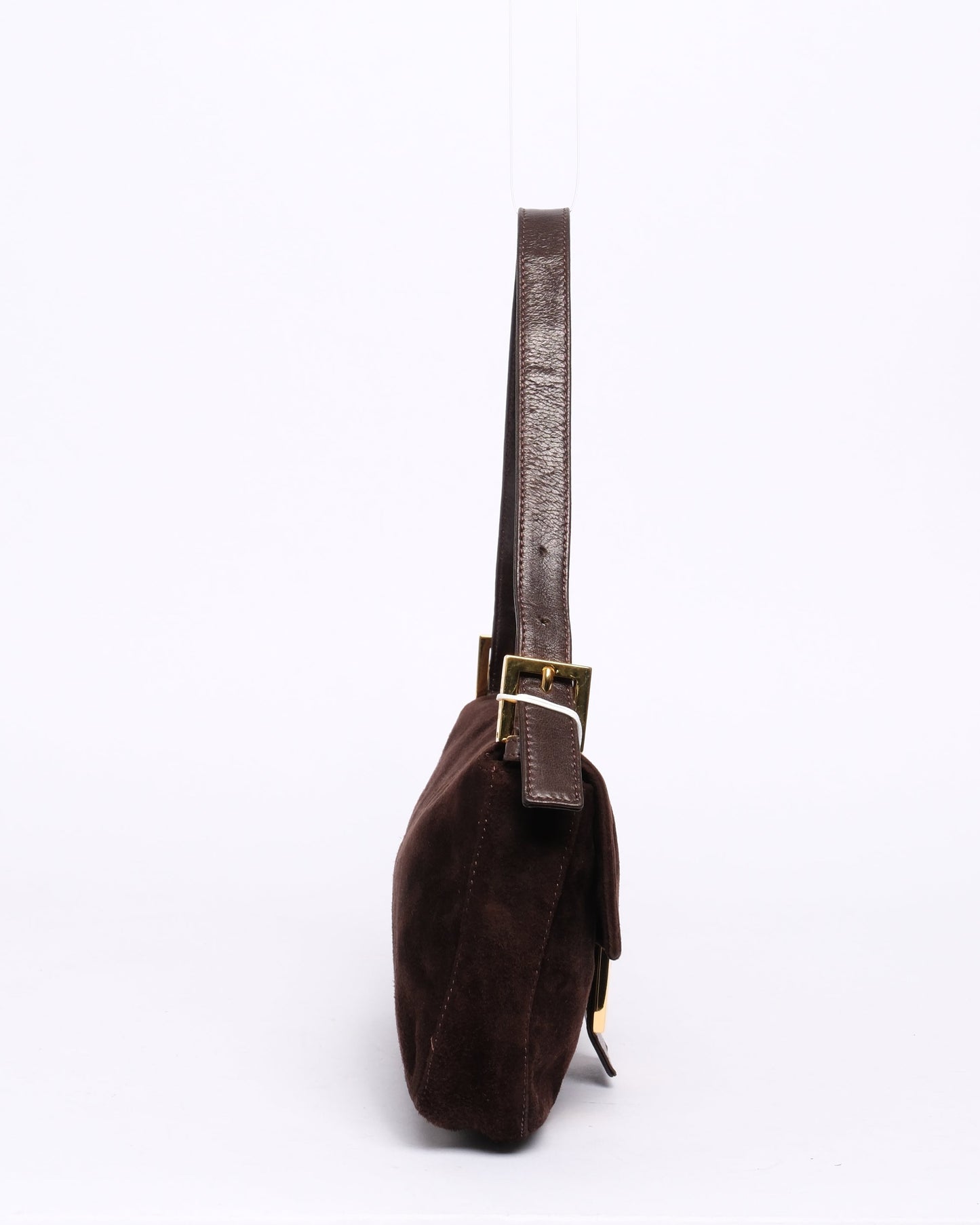 Fendi Brown Suede & Leather Baguette Shoulder Bag GHW