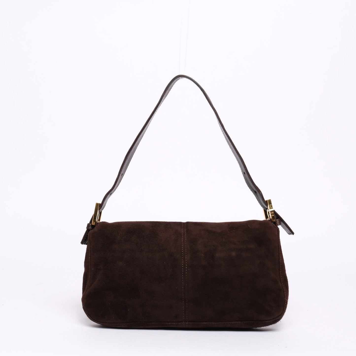Fendi Brown Suede & Leather Baguette Shoulder Bag GHW