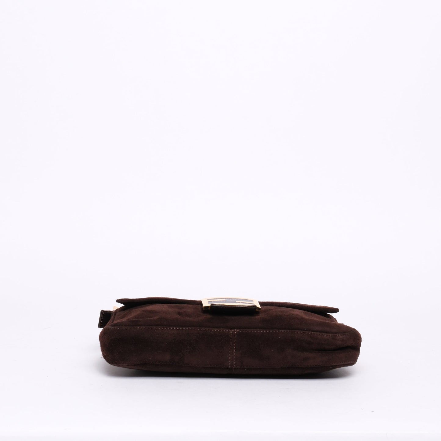 Fendi Brown Suede & Leather Baguette Shoulder Bag GHW