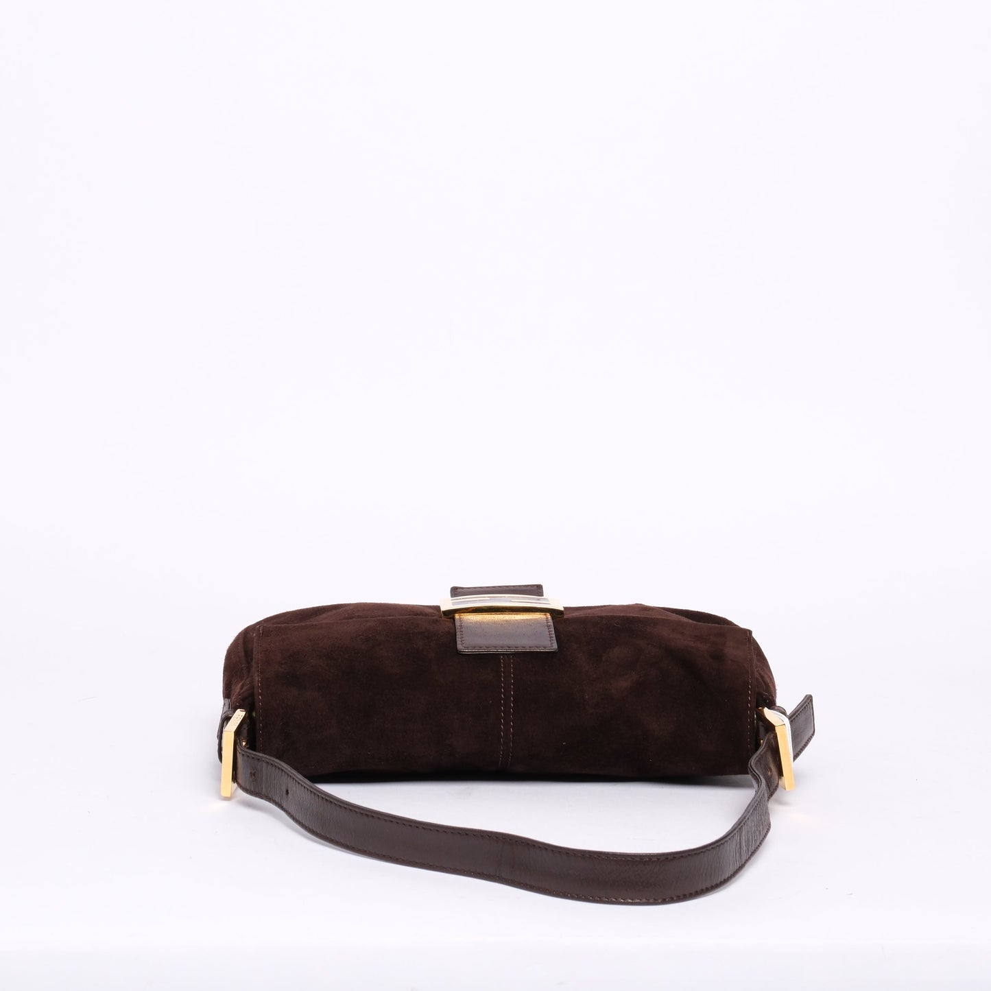 Fendi Brown Suede & Leather Baguette Shoulder Bag GHW