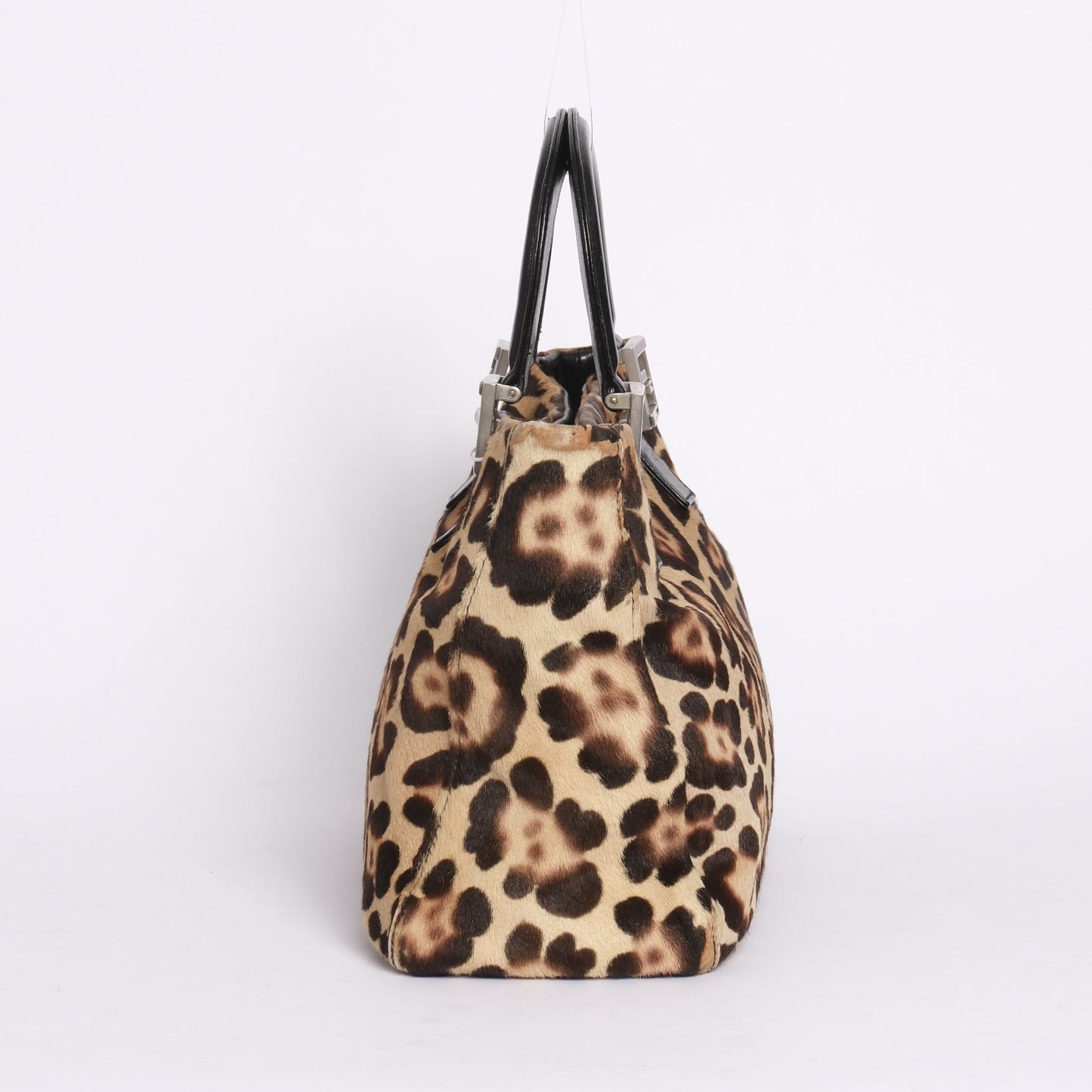 Fendi Brown Pony Hair Cheetah Printed Shoulder Bag