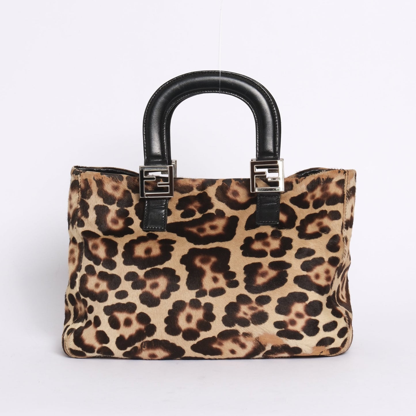 Fendi Brown Pony Hair Cheetah Printed Shoulder Bag