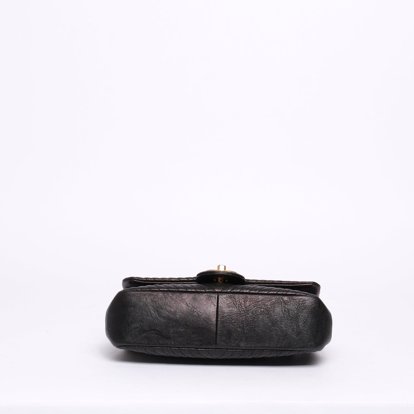 Chanel Black Lambskin Leather Chevron Quilted Mini Flap