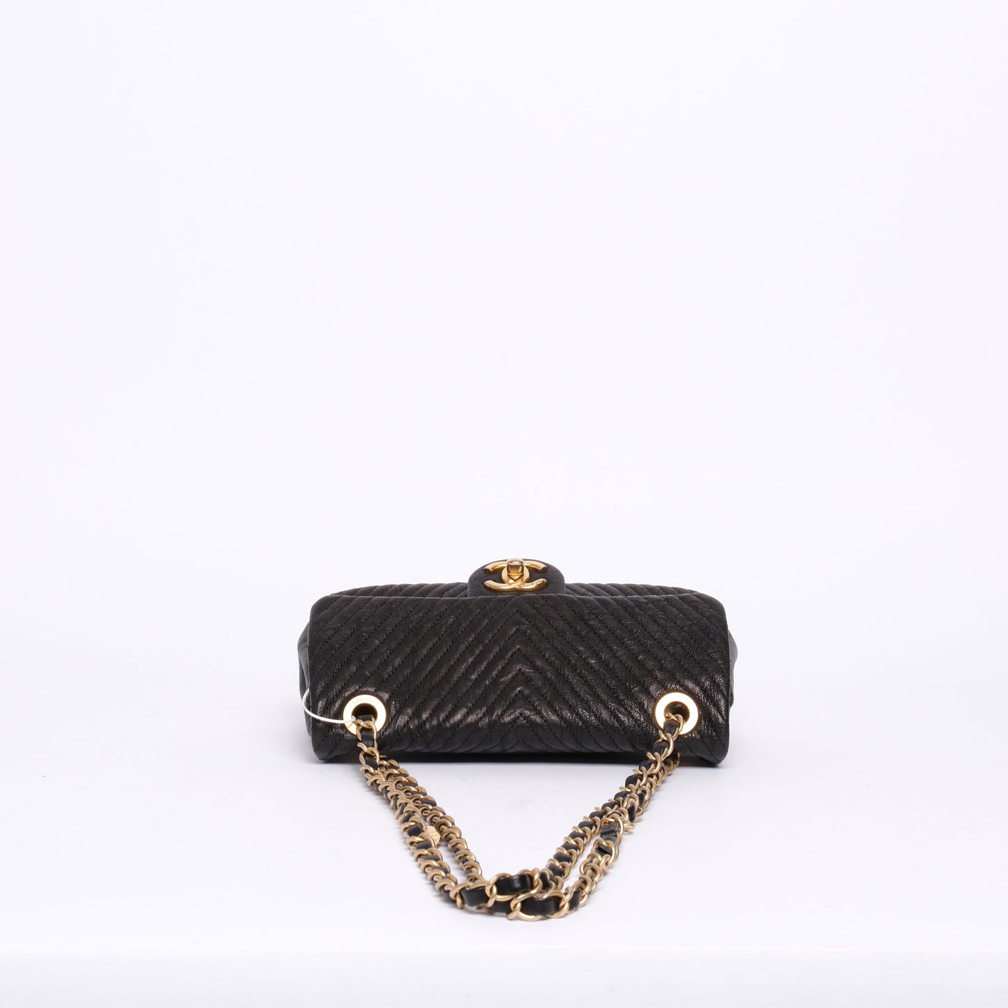 Chanel Black Lambskin Leather Chevron Quilted Mini Flap