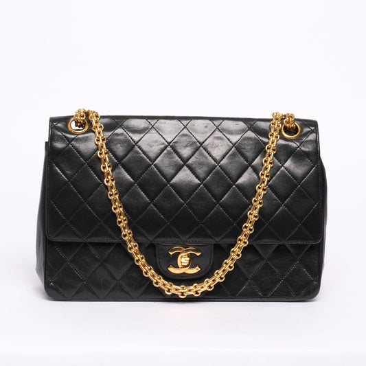 Chanel Black 24K GPHW Vintage Flap Bag w/ Bijoux Chain