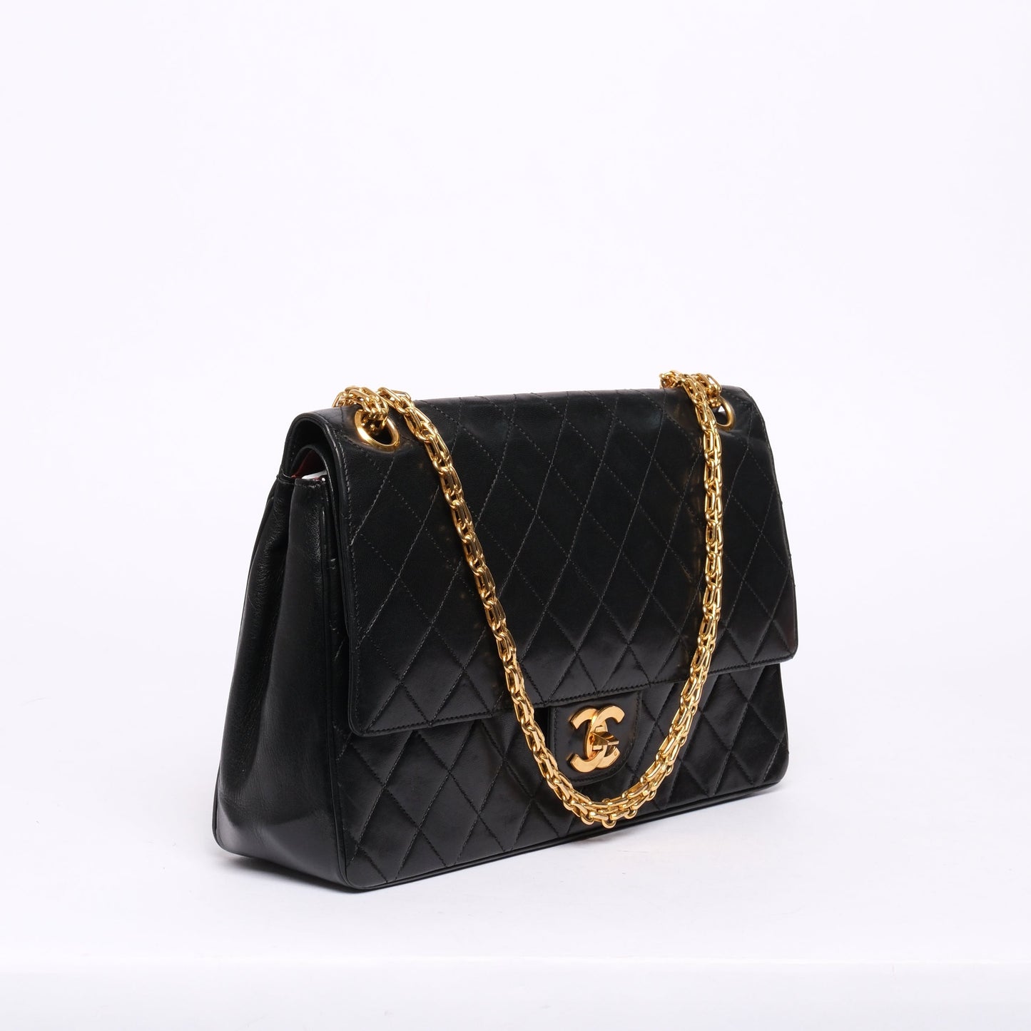 Chanel Black 24K GPHW Vintage Flap Bag w/ Bijoux Chain