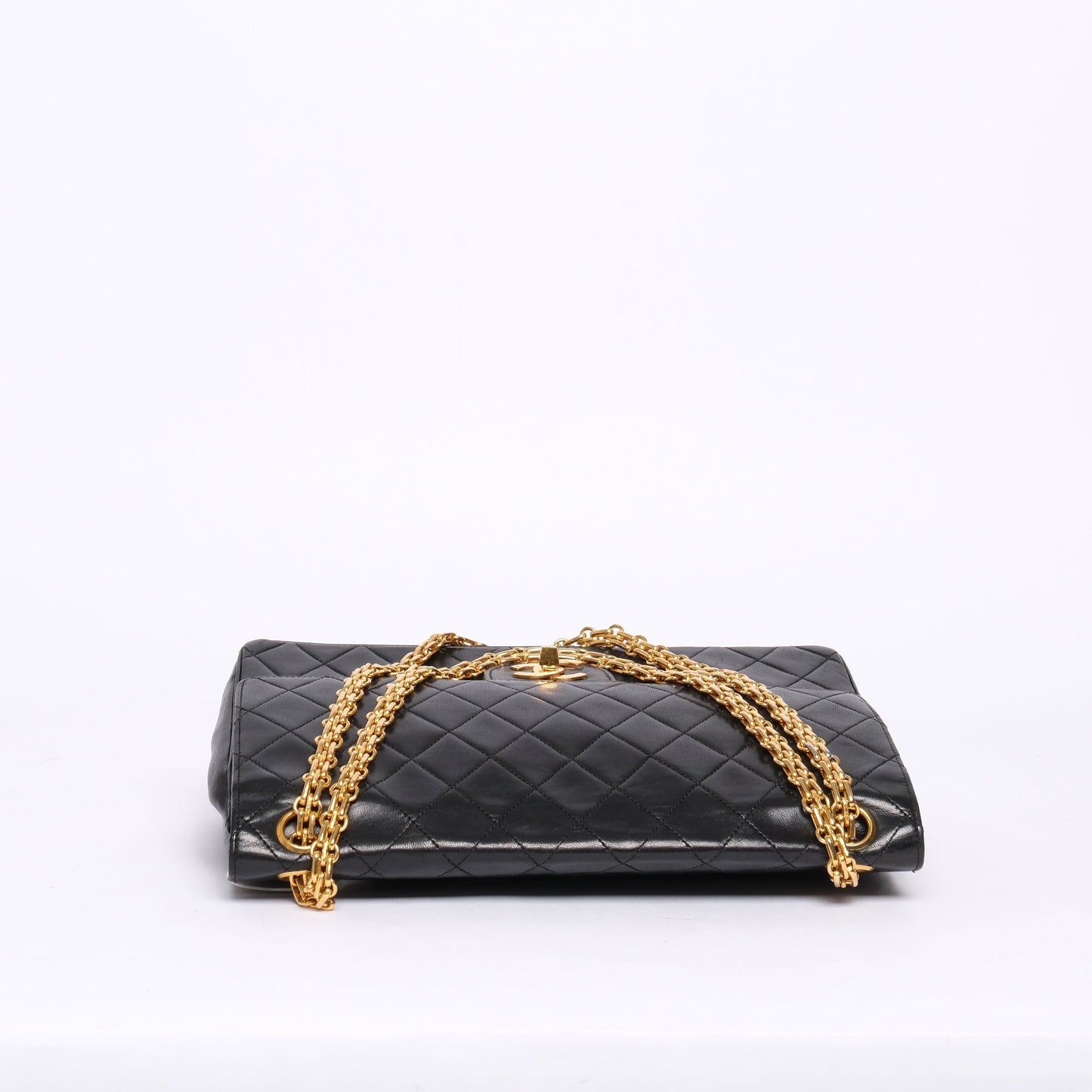 Chanel Black 24K GPHW Vintage Flap Bag w/ Bijoux Chain