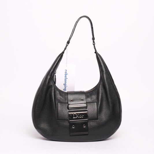 Christian Dior Black Leather Street Chic Croissant Shoulder Bag