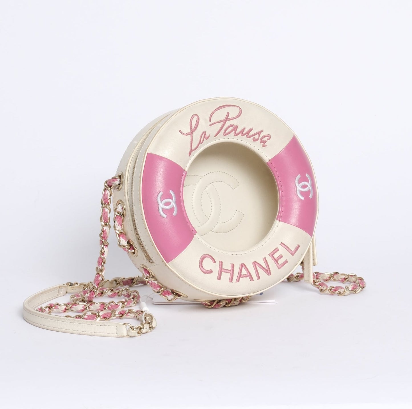 Chanel 2019 Pink & Cream Lifesaver Crossbody Bag