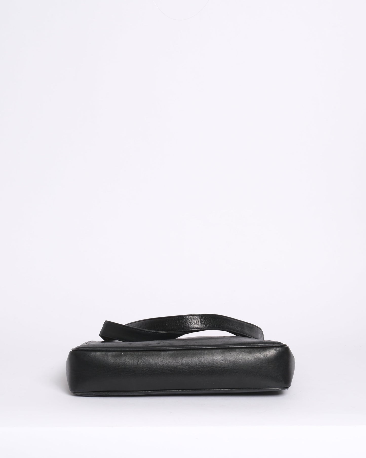 Chanel 1991 Black Lambskin Leather CC Shoulder Tote Bag