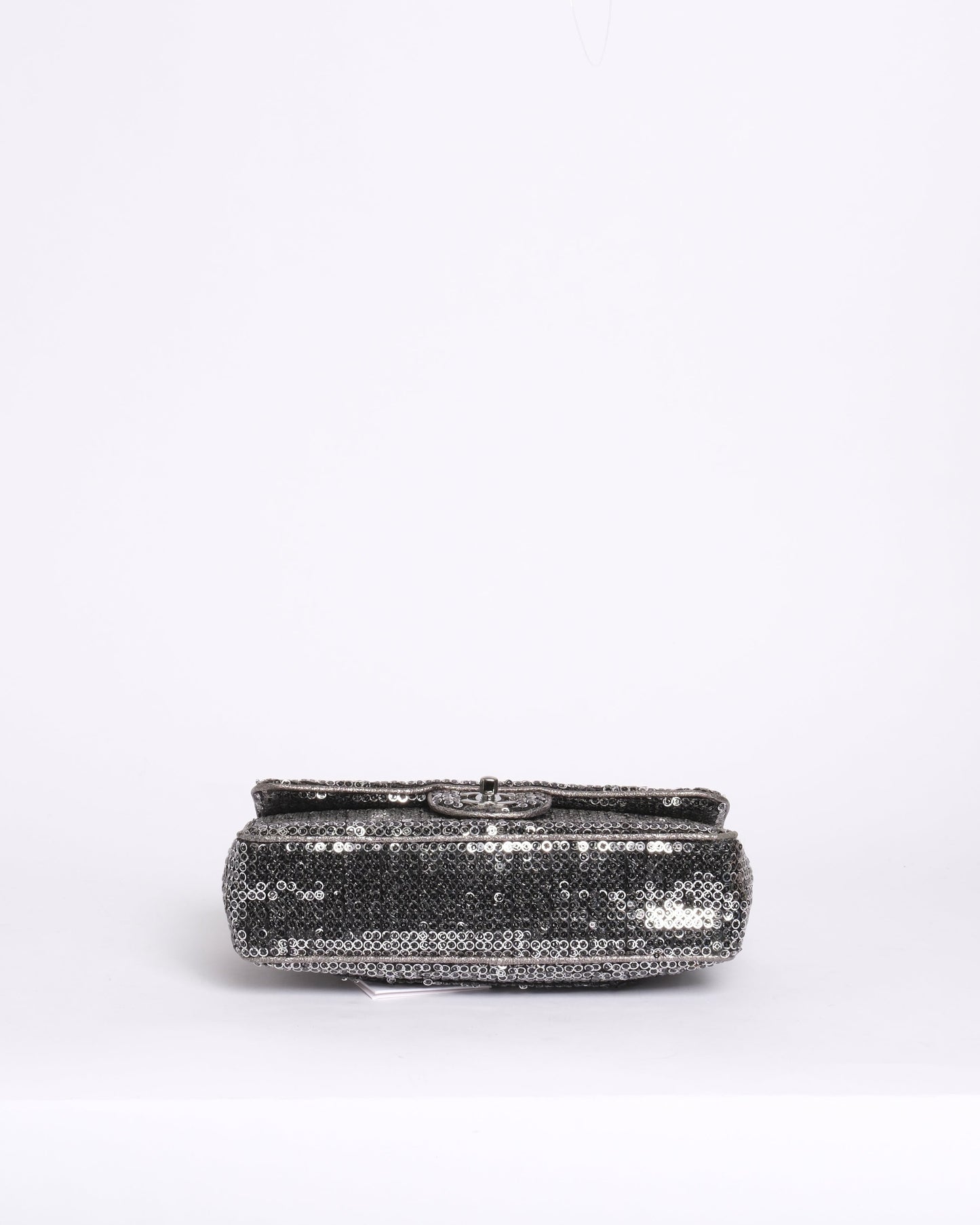Chanel Monogram Logo Sequin Medium Chain Shoulder Flap SHW