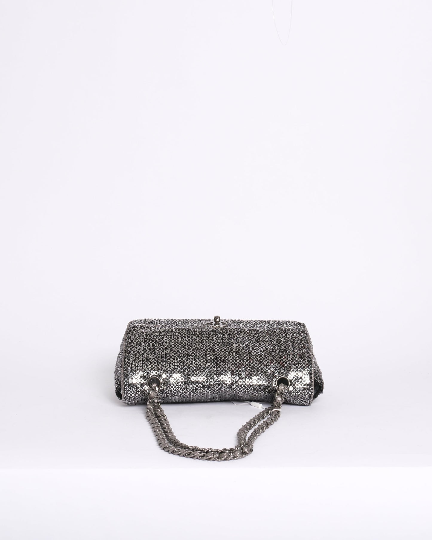 Chanel Monogram Logo Sequin Medium Chain Shoulder Flap SHW