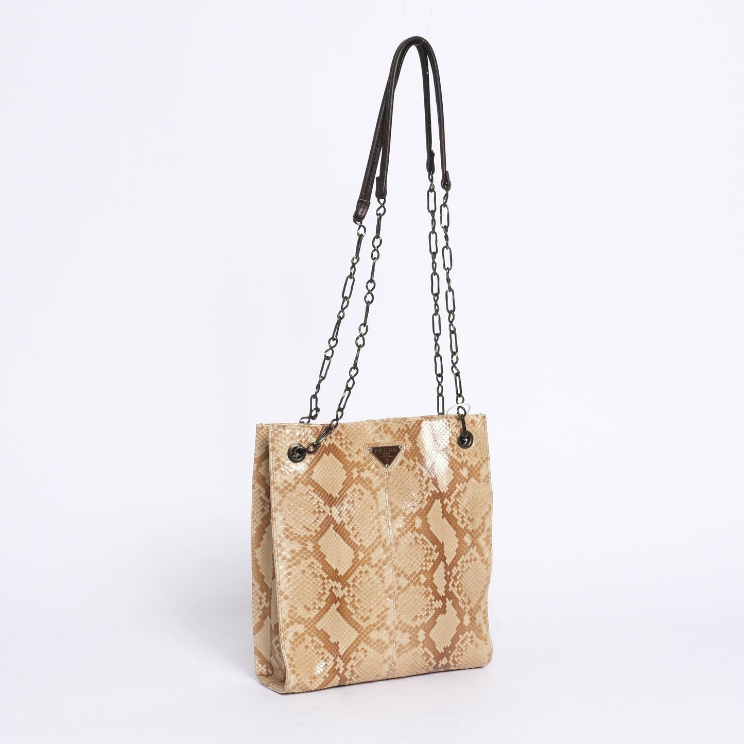 Prada Brown Python Chain Shoulder Bag