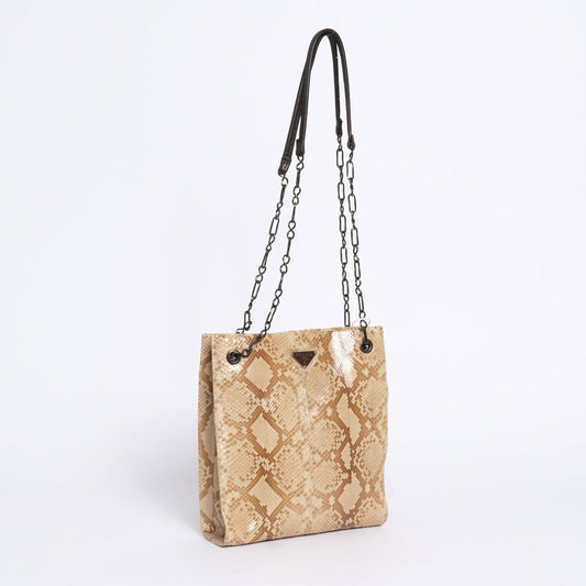 Prada Brown Python Chain Shoulder Bag