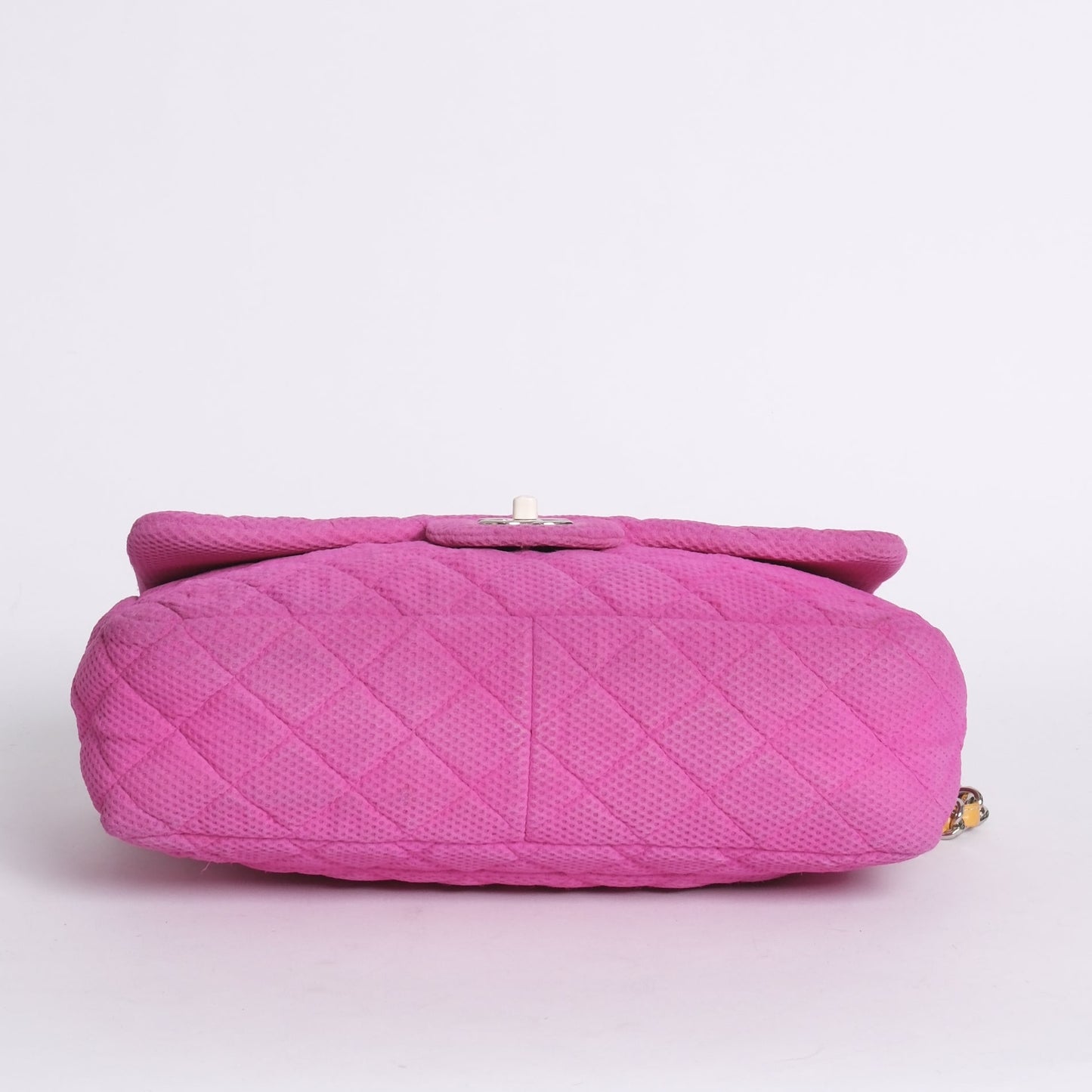 Chanel Pink & Yellow Coco Beach Mesh Leather Chain Jumbo Flap