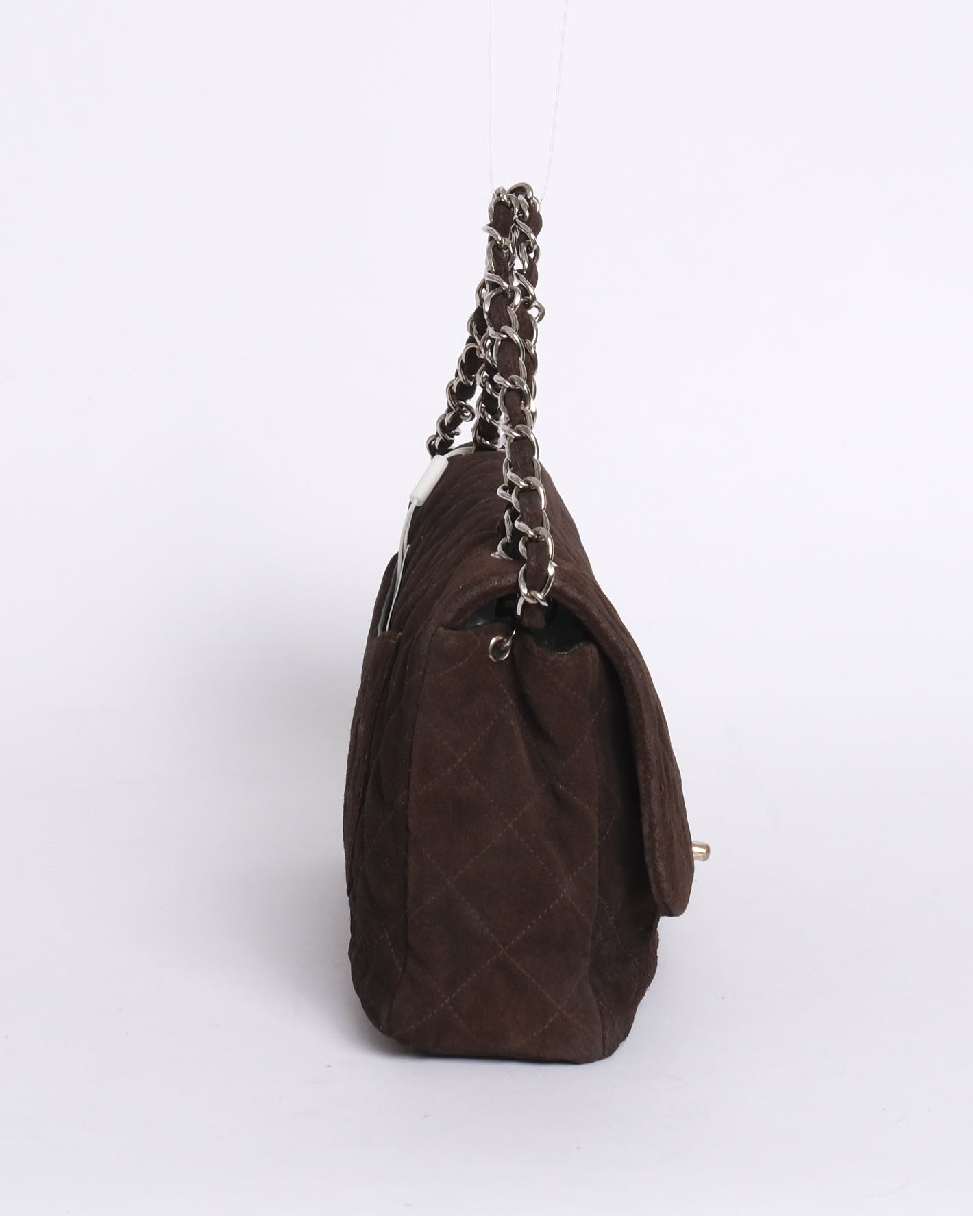 Chanel Brown Suede Quilted Flap Shoulder Bag SHW