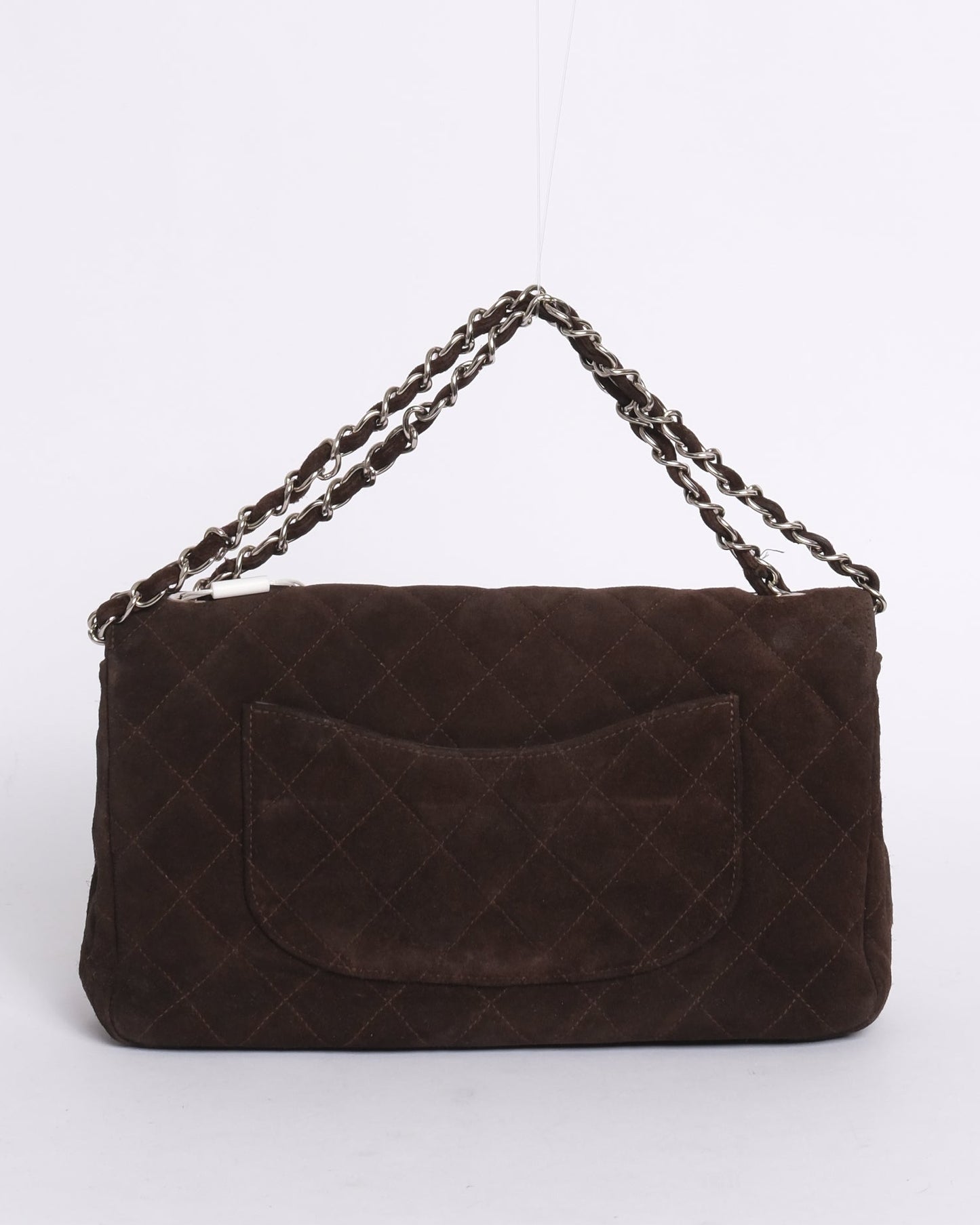 Chanel Brown Suede Quilted Flap Shoulder Bag SHW