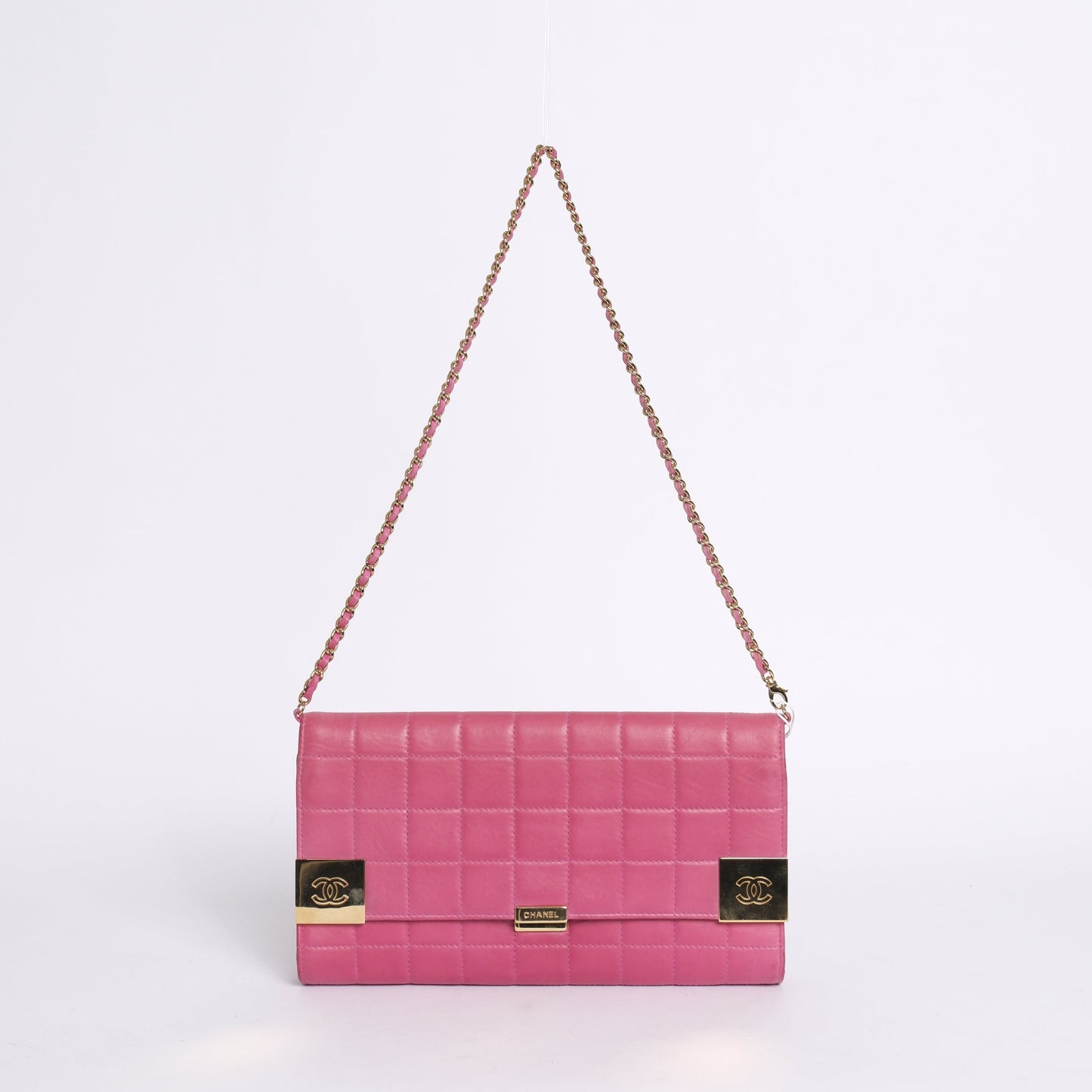 Chanel Pink Lambskin Leather Chocolate Bar Shoulder Bag