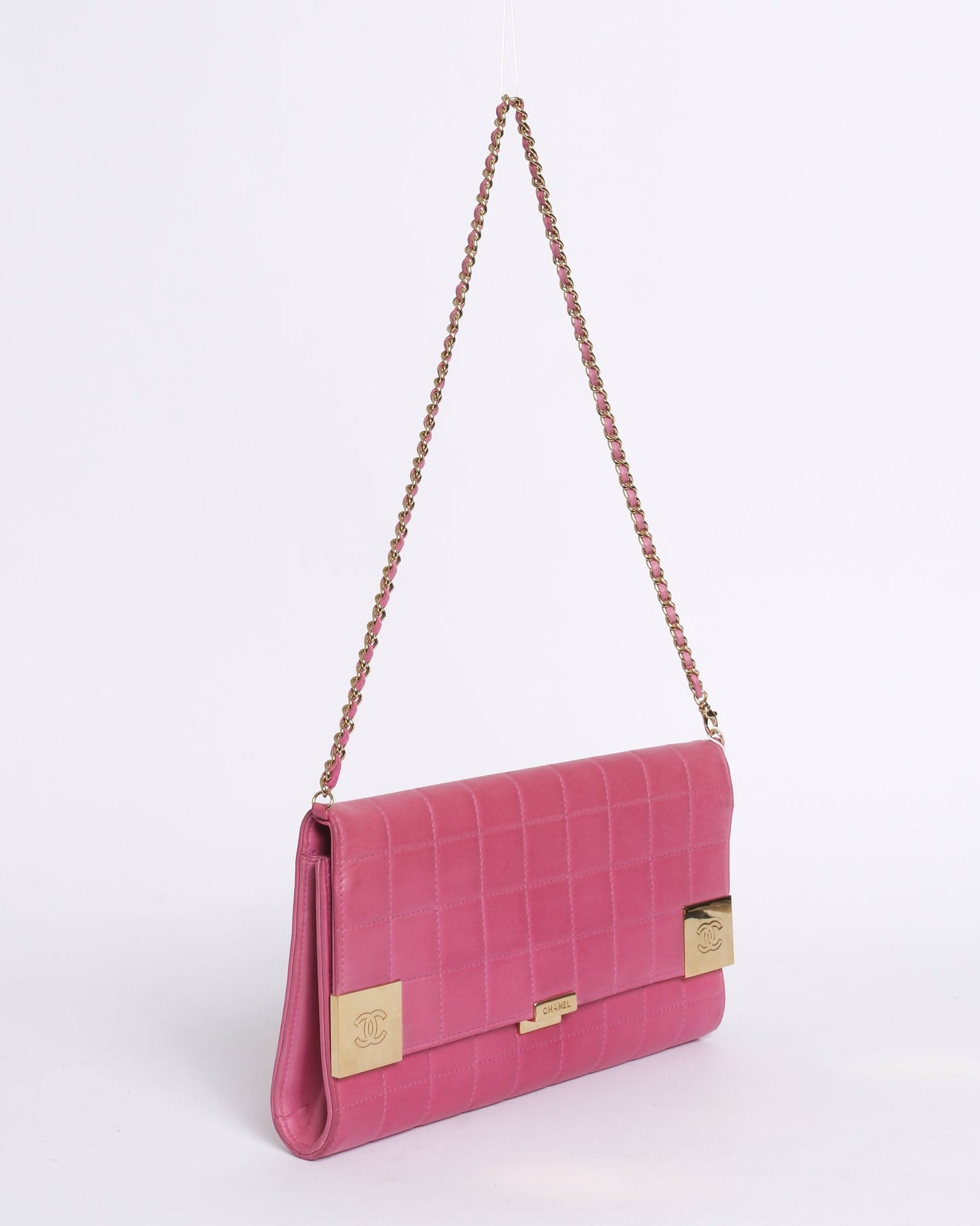 Chanel Pink Lambskin Leather Chocolate Bar Shoulder Bag