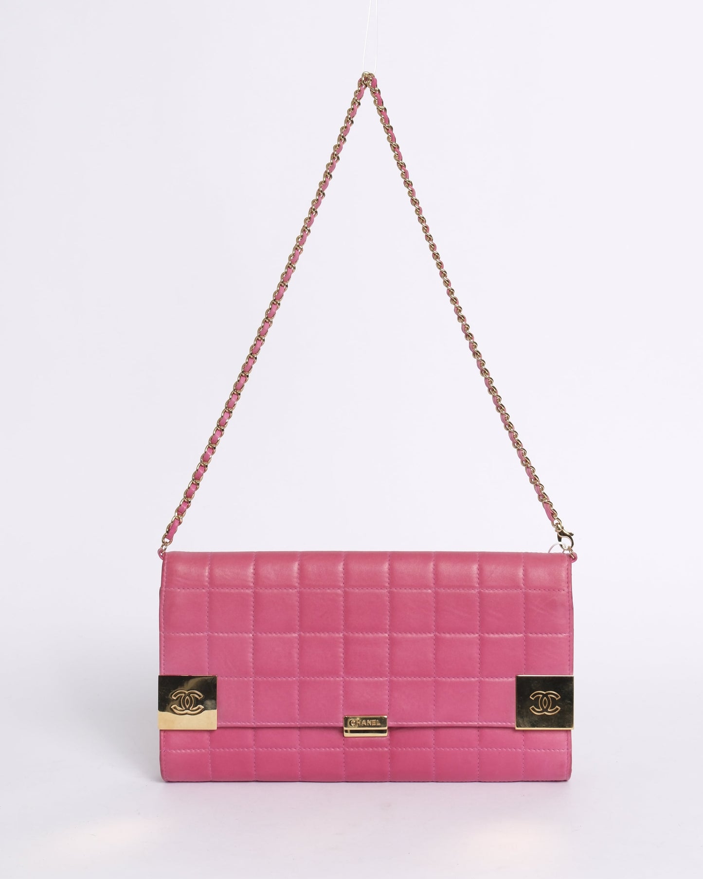 Chanel Pink Lambskin Leather Chocolate Bar Shoulder Bag