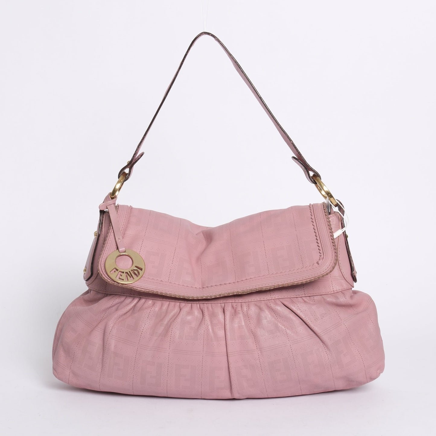 Fendi Pink Leather Chef Zucca Monogram Handbag