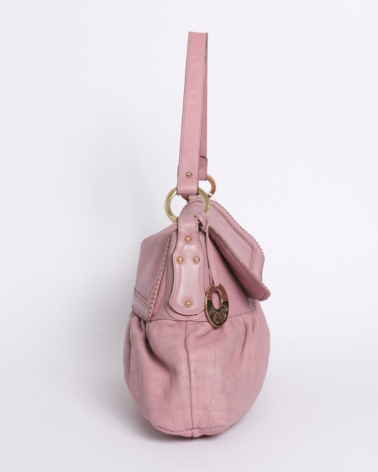 Fendi Pink Leather Chef Zucca Monogram Handbag