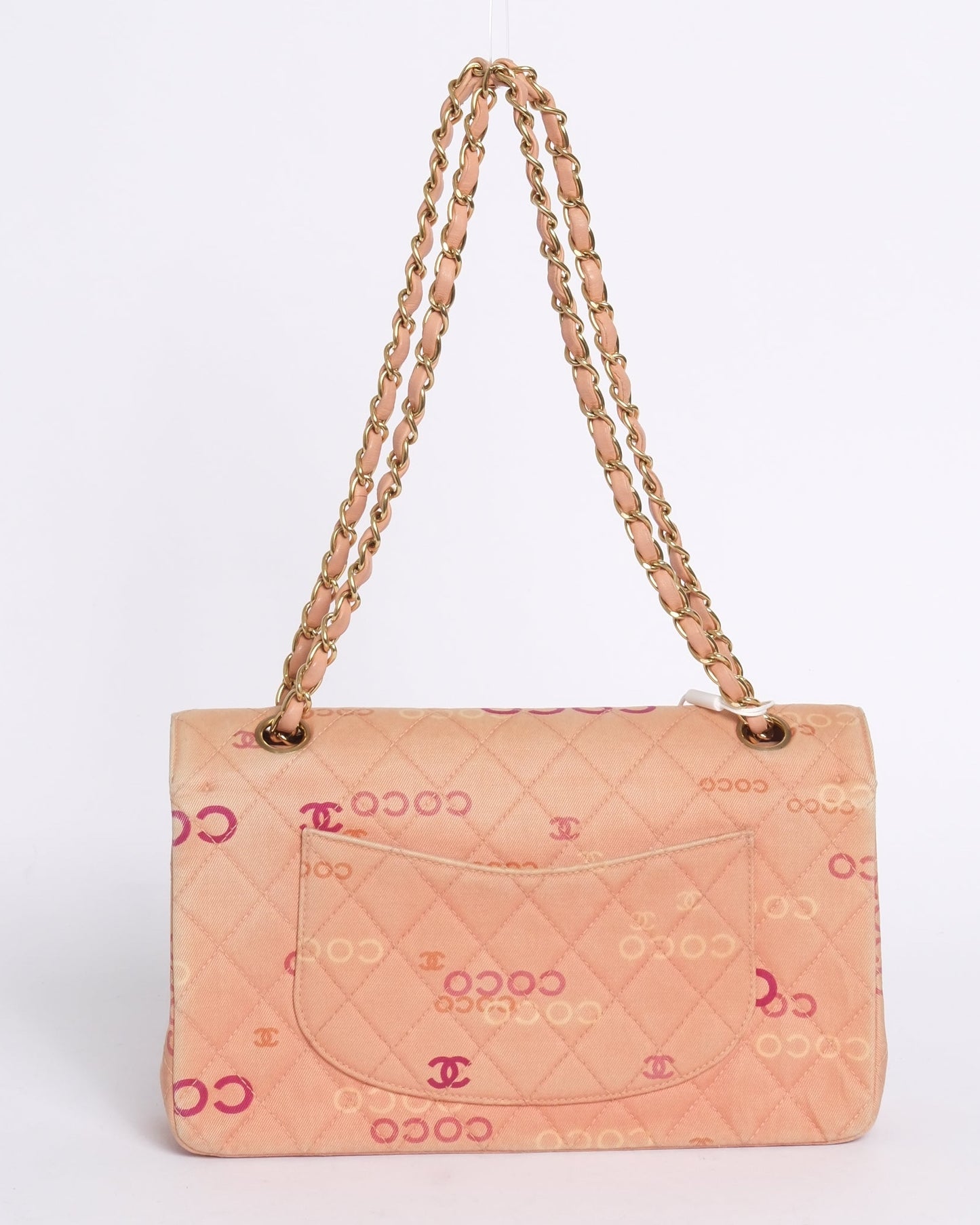 Chanel 2002 Pink Canvas Quilted Coco Monogram Double Flap
