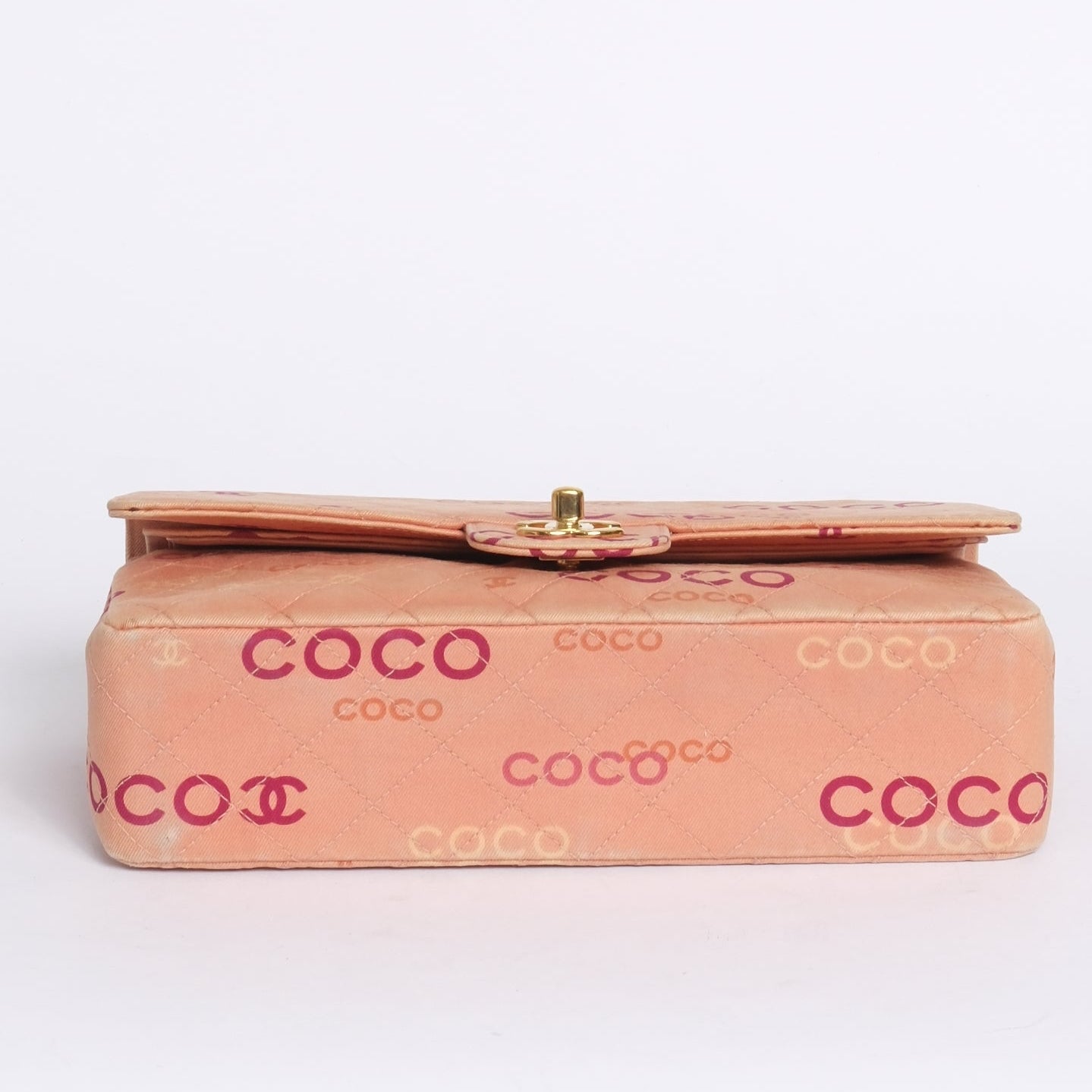 Chanel 2002 Pink Canvas Quilted Coco Monogram Double Flap