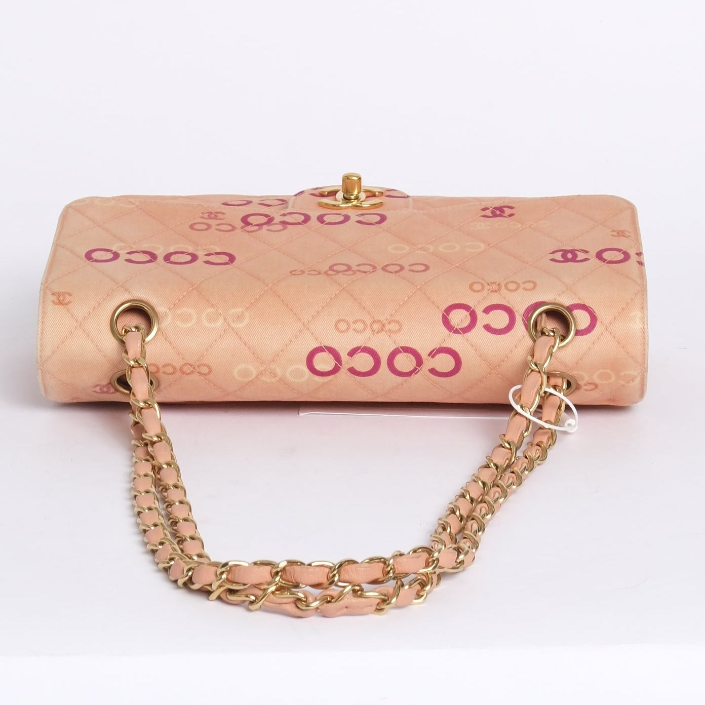 Chanel 2002 Pink Canvas Quilted Coco Monogram Double Flap