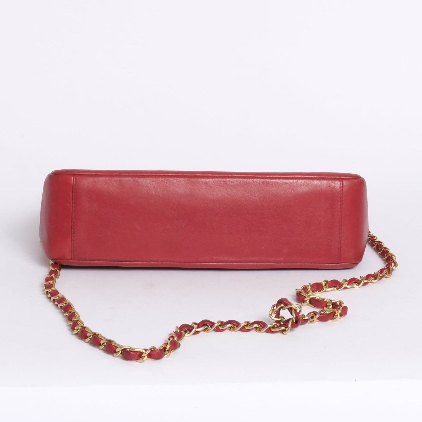 Chanel Red Lambskin Leather Matelasse 2way Top Handle Bag