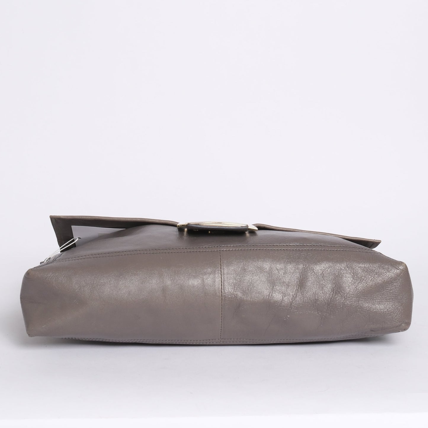 Fendi Grey Leather Maxi Baguette Flap Shoulder Bag