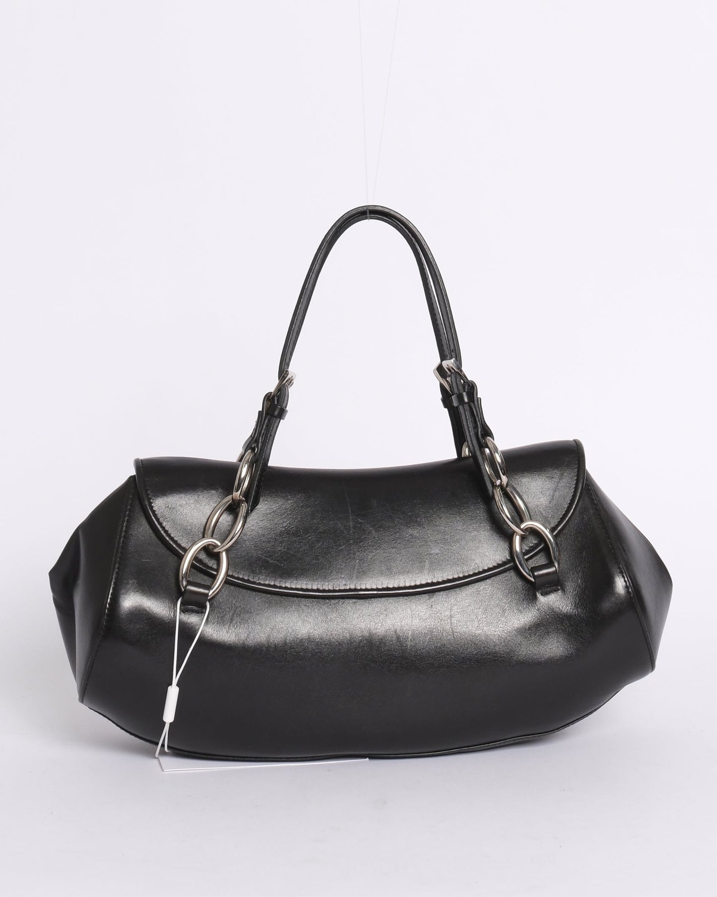 RARE Christian Dior Diva Black Leather Top Handle Bag