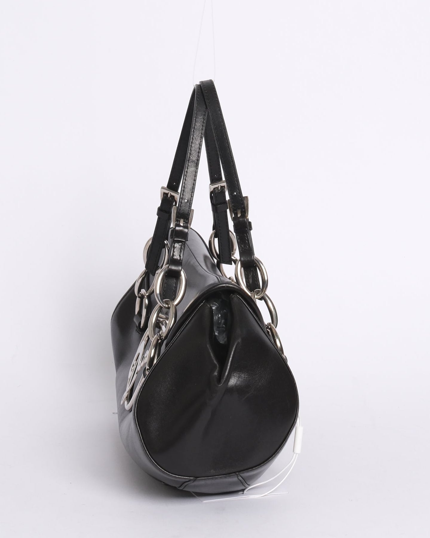 RARE Christian Dior Diva Black Leather Top Handle Bag