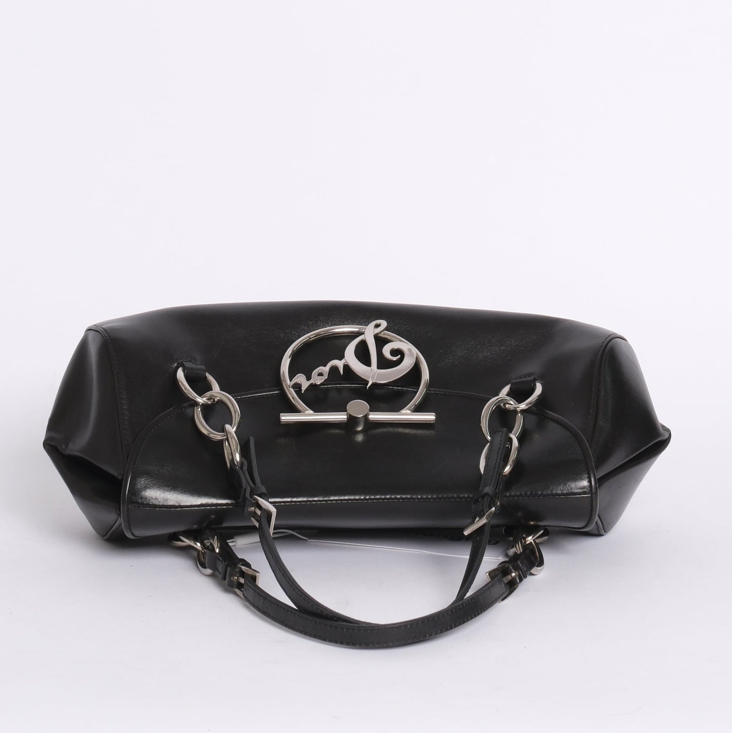 RARE Christian Dior Diva Black Leather Top Handle Bag