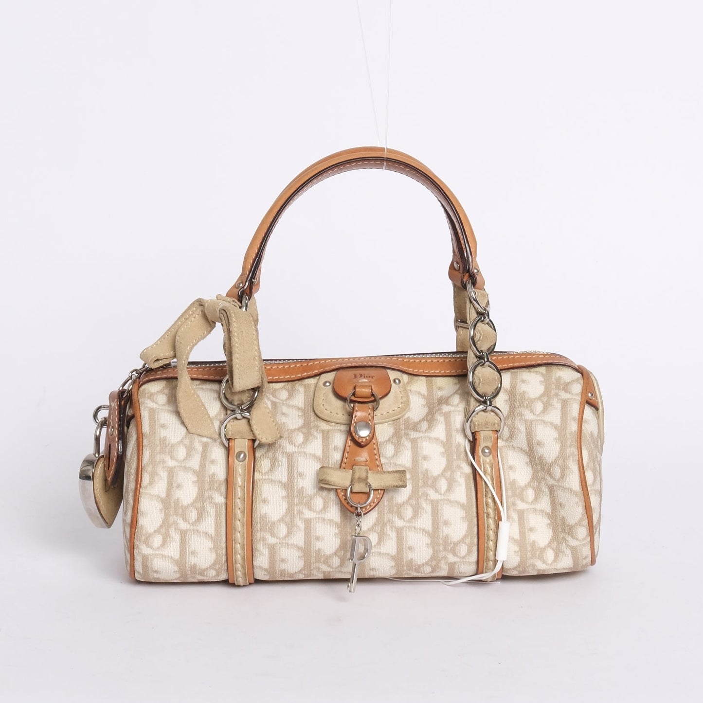 Christian Dior Cream Trotter Monogram Romantique Barrel Bag