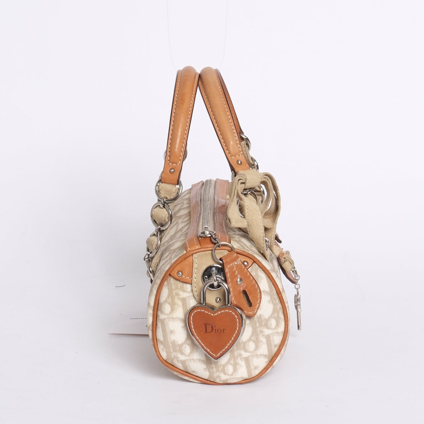 Christian Dior Cream Trotter Monogram Romantique Barrel Bag