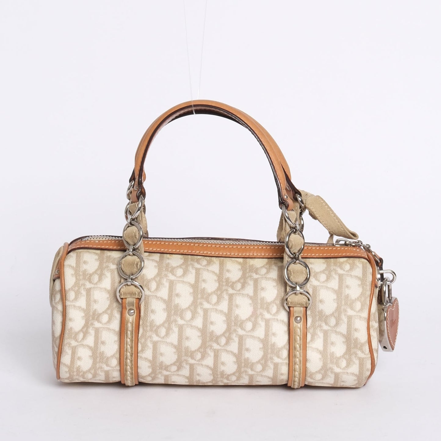 Christian Dior Cream Trotter Monogram Romantique Barrel Bag